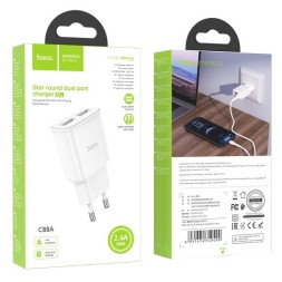 Сетевое зар. устр. Hoco C88A 2USB 2.4A белое