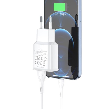  Сетевое зар. устр. Hoco C88A 2USB 2.4A белое