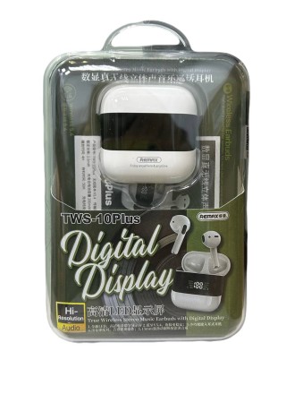  Беспроводные наушники TWS с дисплеем Remax TWS10 Plus BT5.4/25mAh (200mAh) белые