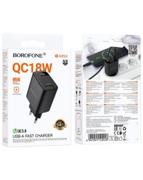 Сетевое зар. устр. Borofone BA95A 1USB QC3.0 3A LED черное