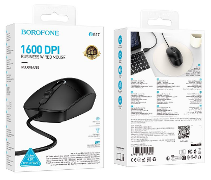  Мышь проводная Borofone BG17 черная