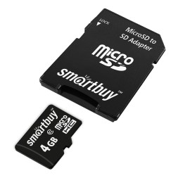 micro SDHC карта памяти Smartbuy 4GB Class 10 (с адаптером SD)