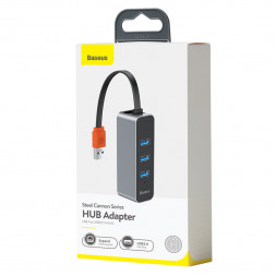 USB - Xaб 3.0 Baseus Steel Cannon USB 3 порта + RJ45 (CAHUB-AH0G) серый