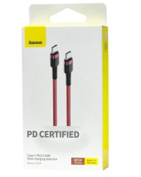 Кабель-зарядка Type-C на Type-C Baseus Cafule 1м (CATKLF-G09) 60W красный