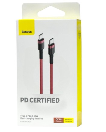  Кабель-зарядка Type-C на Type-C Baseus Cafule 1м (CATKLF-G09) 60W красный