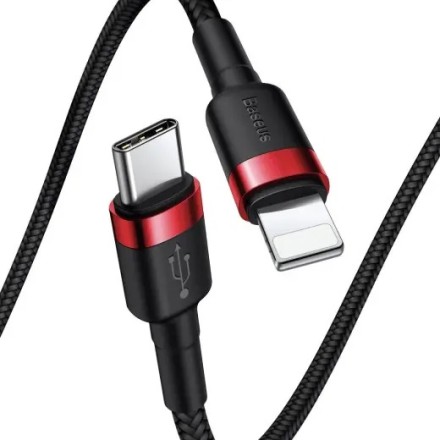  Кабель-зарядка Type-C на Lightning Baseus Cafule 1м CATLKLF-91 20W красно-черный