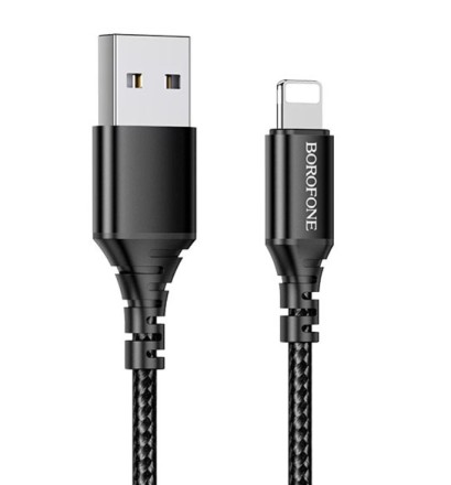  Usb Кабель-зарядка Lightning Borofone BX54 Ultra bright 2.4A 1м в тканевой оплетке черный