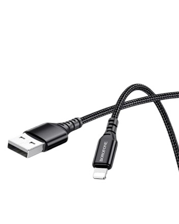  Usb Кабель-зарядка Lightning Borofone BX54 Ultra bright 2.4A 1м в тканевой оплетке черный