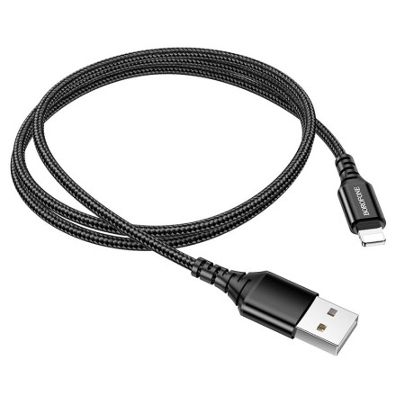  Usb Кабель-зарядка Lightning Borofone BX54 Ultra bright 2.4A 1м в тканевой оплетке черный