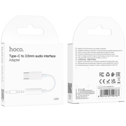 Кабель-переходник Hoco LS35 Type-C (папа) на AUX 3.5мм (мама) белый