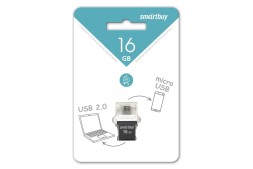 USB флеш накопитель Smartbuy 16GB OTG MicroUSB Poko Black (SB16GBPO-K)
