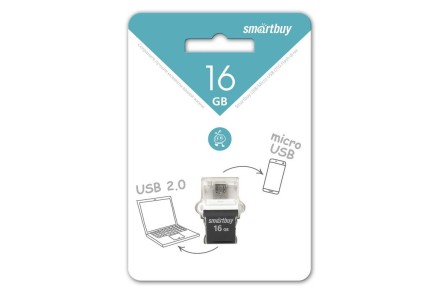  USB флеш накопитель Smartbuy 16GB OTG MicroUSB Poko Black (SB16GBPO-K)