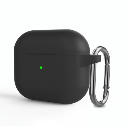  Силиконовый чехол для AirPods 3 c карабином черный