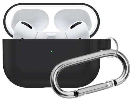  Силиконовый чехол для AirPods 3 c карабином черный