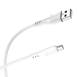 Usb Кабель-зарядка Type-C Borofone BX37 Wieldy 3A 1м в оплётке PVC белый