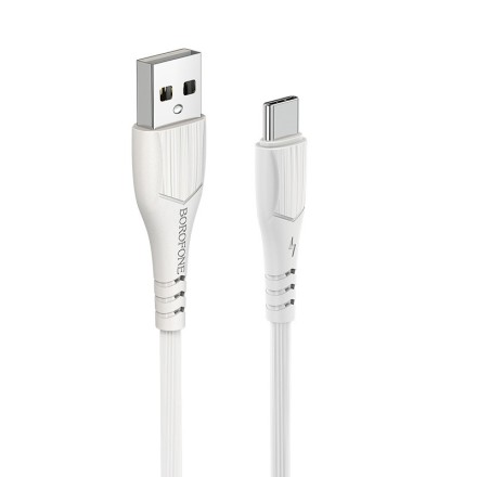  Usb Кабель-зарядка Type-C Borofone BX37 Wieldy 3A 1м в оплётке PVC белый
