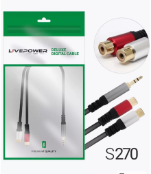 Переходник AUX 3,5mm на 2xRCA (мама) Livepower S270 черный