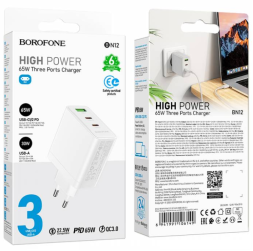 Сетевое зар. устр. Borofone BN12 1USB/2C 30W/65W белое