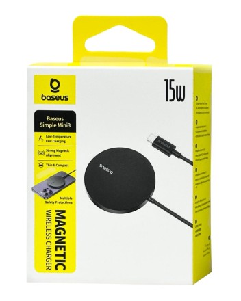  Беспроводное зарядное устройство Baseus Simple Mini 3 Magnetic Wireless 15W CCJJ040001 черное