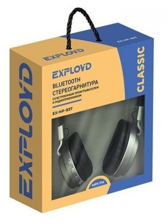 Стереонаушники Bluetooth полноразмерные Exployd EX-HP-937 BT4.0/300mAh/8ч серые