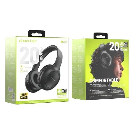  Стереонаушники Bluetooth Полноразмерные Borofone BO19 Musique BT5.3/200mAh/4ч/AUX черные