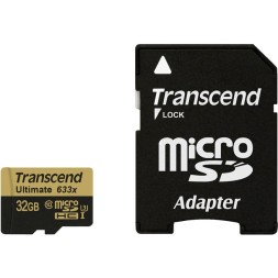 micro SDHC карта памяти Transcend 32GB Class 10 UHS-I U3 633X 95/85 Mb (с адаптером SD)