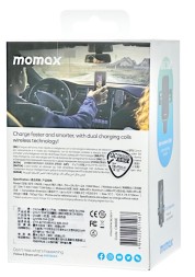 Держатель c зажимом c Magsafe в воздуховод Momax Q.Mount Smart6 Dual Coil Wireless 15W серый