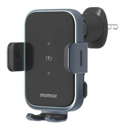 Держатель c зажимом c Magsafe в воздуховод Momax Q.Mount Smart6 Dual Coil Wireless 15W серый