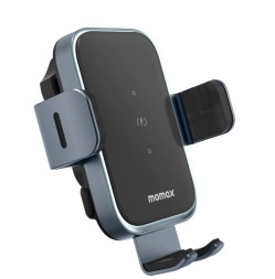 Держатель c зажимом c Magsafe в воздуховод Momax Q.Mount Smart6 Dual Coil Wireless 15W серый