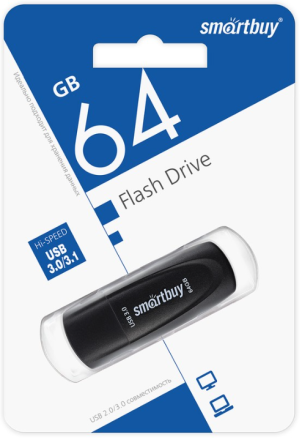  3.0/3.1 USB флеш накопитель Smartbuy 064GB Scout Black (SB064GB3SCK)