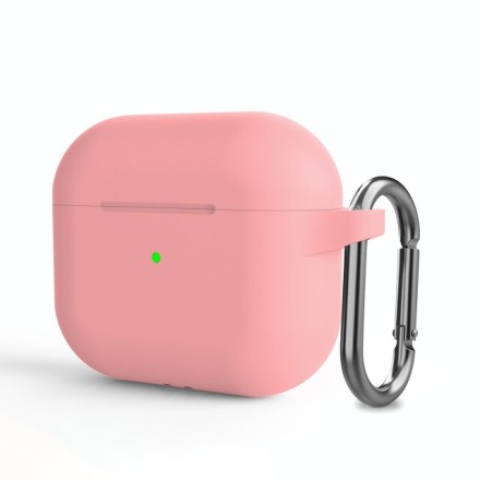  Силиконовый чехол для AirPods 3 c карабином розовый