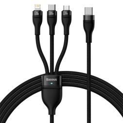 Usb-C Кабель-зарядка Micro+Lightning+Type-C Baseus Flash 100W 1.5м (CASS030201) черный