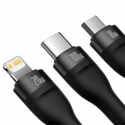 Usb-C Кабель-зарядка Micro+Lightning+Type-C Baseus Flash 100W 1.5м (CASS030201) черный