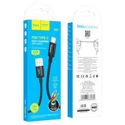 Usb Кабель-зарядка Type-C Hoco X89 1м 2.4A в тканевой оплетке черный