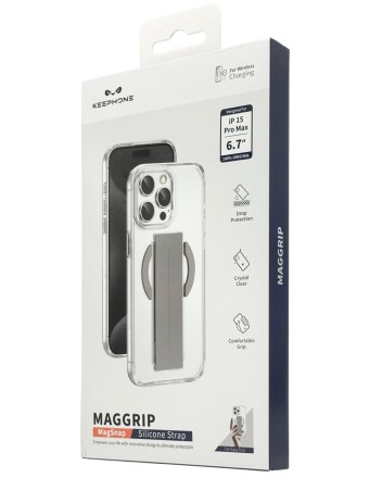  Накладка для i-Phone 15 Pro Max Keephone Maggrip MagSnap прозрачный серый