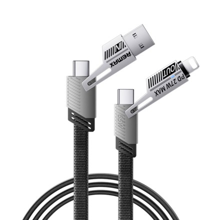  USB/USB-C Кабель-зарядка Remax RC-C189 4в1 Lightning/Type-C 1м 65W черный