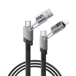 USB/USB-C Кабель-зарядка Remax RC-C189 4в1 Lightning/Type-C 1м 65W черный