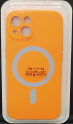 Накладка для i-Phone 14 6.1&quot; Magsafe силикон оранжевая