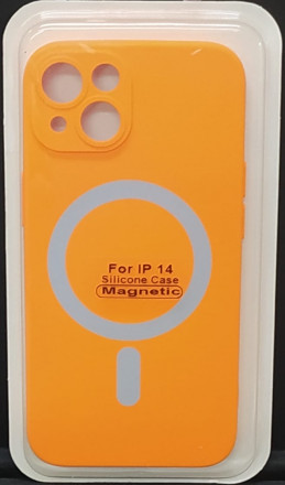 Накладка для i-Phone 14 6.1&quot; Magsafe силикон оранжевая