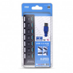 USB 3.0 хаб с выключателями, 7 портов, СуперЭконом, черный, SBHA-7307-B