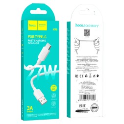 Usb Кабель-зарядка Type-C Hoco X96 27W 3A 1м силиконовый белый