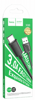  Usb Кабель-зарядка Type-C Hoco X88 3A 1м черный