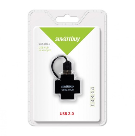  USB-HUB Smartbuy 4 порта (SBHA-6900-K) черный