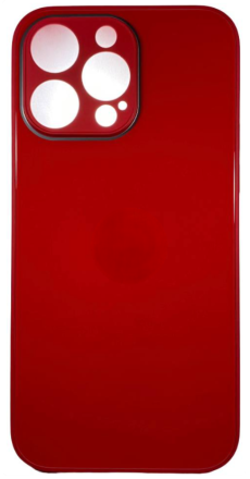  Чехол-накладка для i-Phone 14 Pro Max силикон (стеклянная крышка) красная