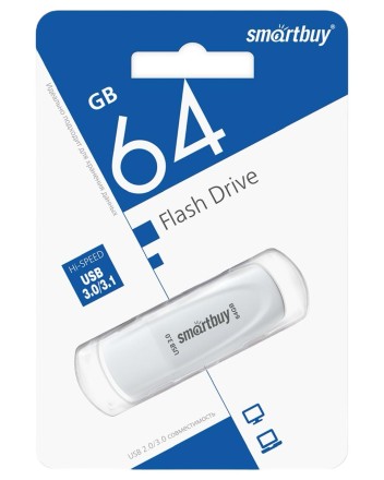  3.0/3.1 USB флеш накопитель Smartbuy 064GB Scout White (SB064GB3SCK)