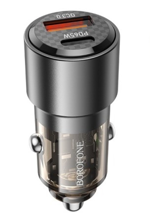  Автомобильное заряд. устр. Borofone BZ20A 1USB/1C 83W черное