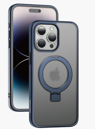  Накладка для i-Phone 15 Pro Keephone Magico Magsafe матово-прозрачный синяя рамка