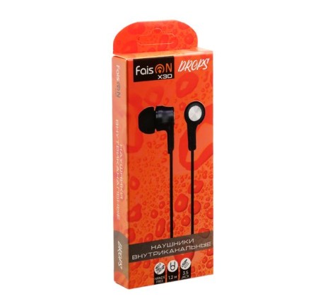  Наушники с микрофоном Faison X30 Drops 1.2м черные