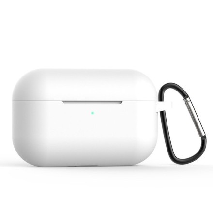  Силиконовый чехол для AirPods 3 c карабином белый