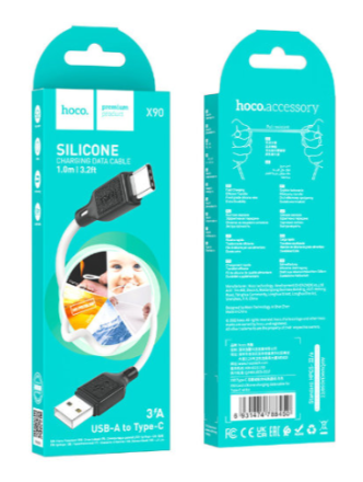  Usb Кабель-зарядка Type-C Hoco X90 3A 1м силиконовый белый